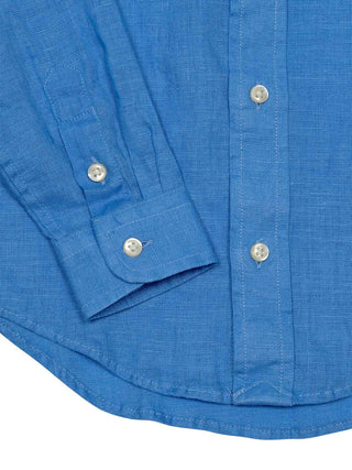 Leinenhemd mit Button Down Kragen Blau