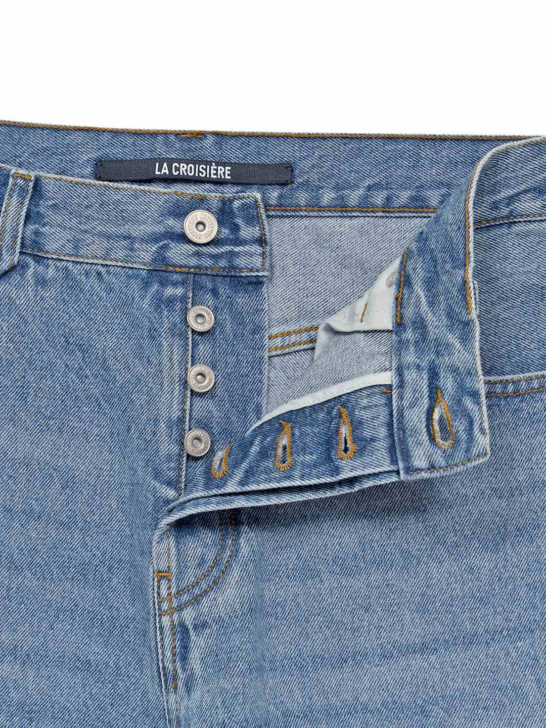 Jeans mit Leder-Detail