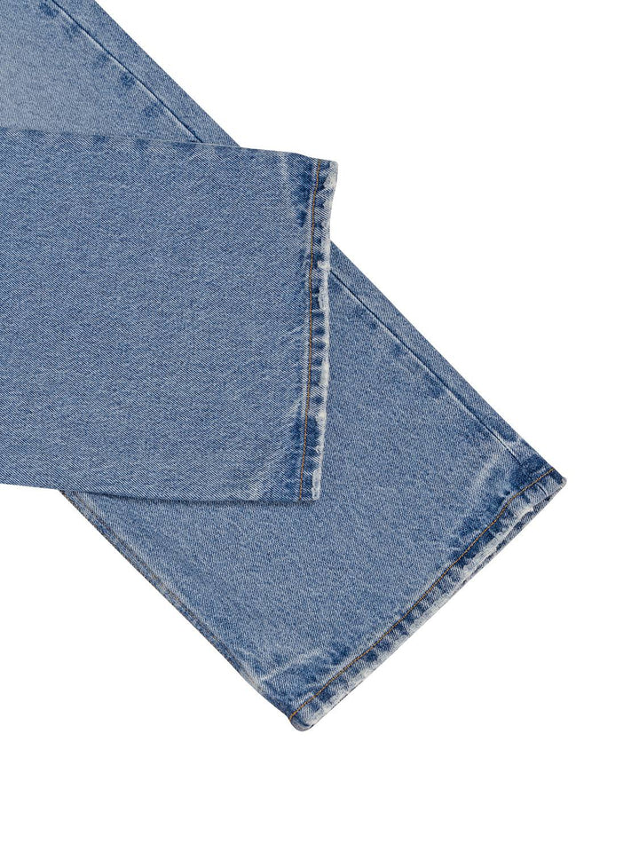 Jeans mit Leder-Detail