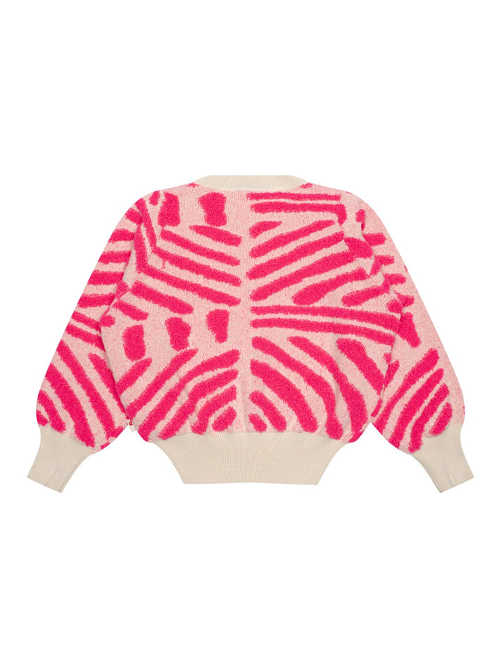 Jess Strickpullover Jacquard - Neon-Pink/Naturweiß