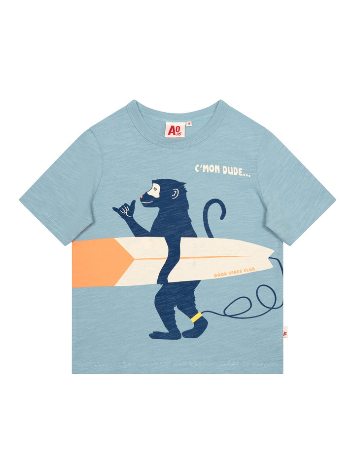 Mat T-Shirt Monkey - Hellblau