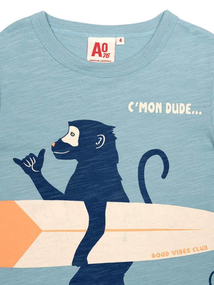 Mat T-Shirt Monkey - Hellblau