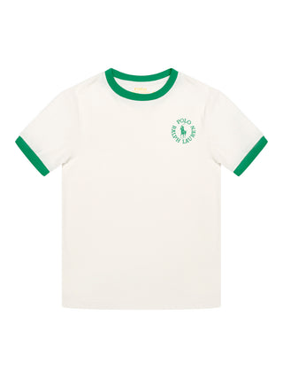 Ringer T-Shirt aus Baumwoll-Jersey - Weiß/Grün