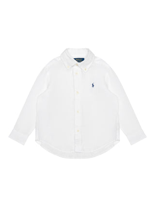 Leinenhemd mit Button-Down Kragen Weiß