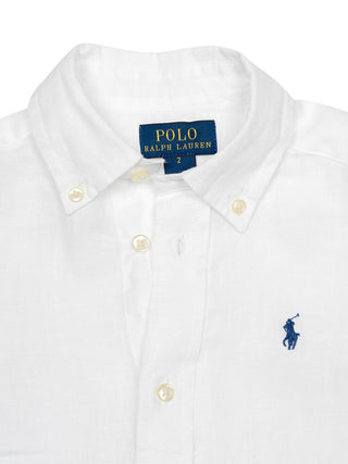 Leinenhemd mit Button-Down Kragen Weiß