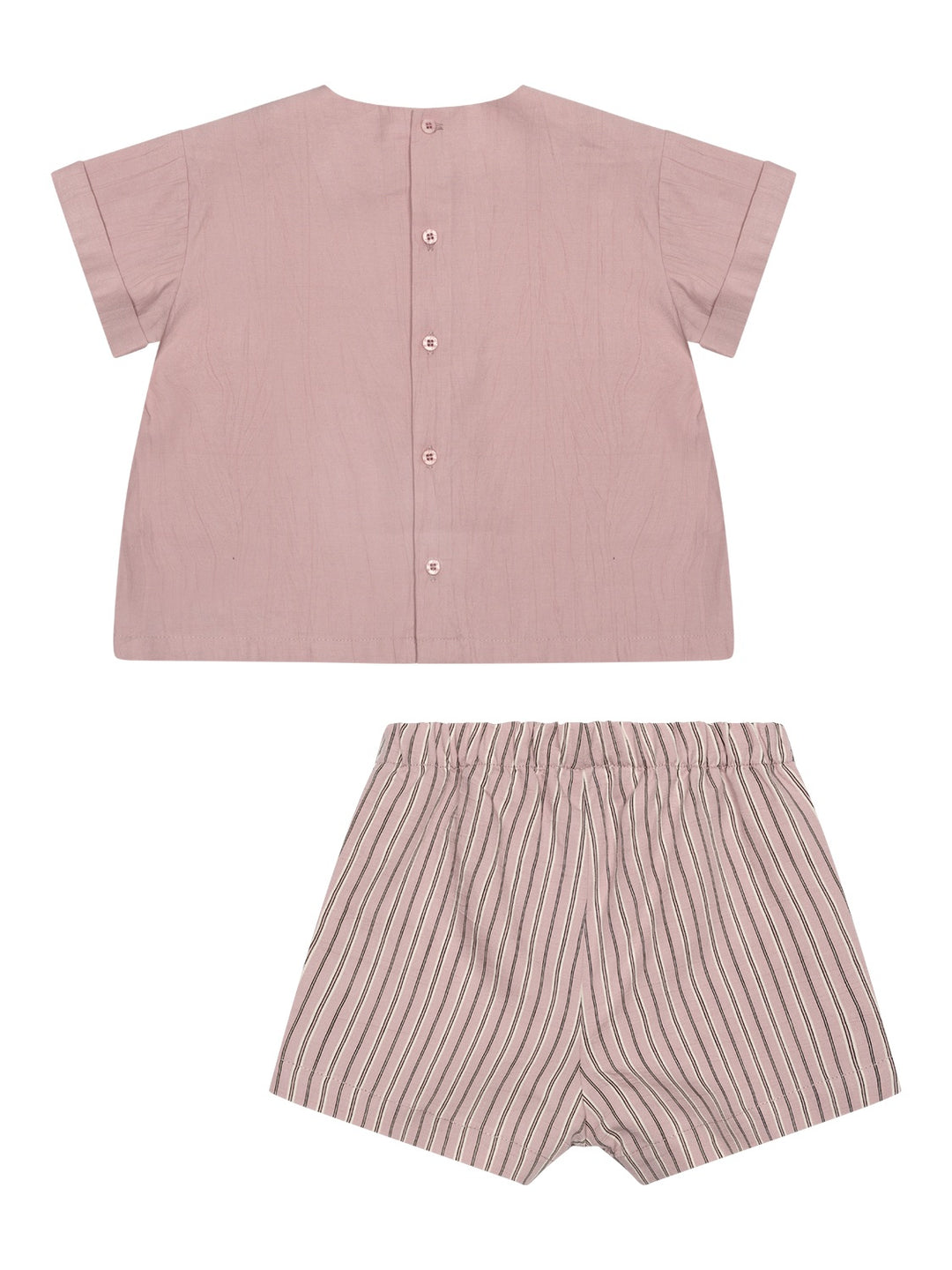 Bluse mit gestreifter Shorts im Set - Rosa