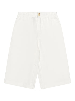 Leinenhose mit weitem Bein - Weiß