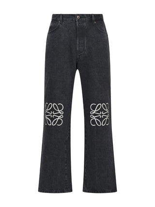 Weite Jeans mit Anagram - Schwarz