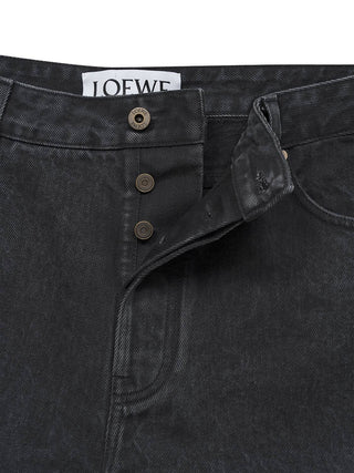 Weite Jeans mit Anagram - Schwarz