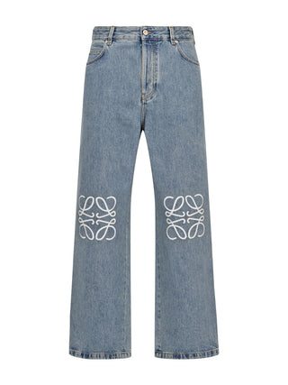 Weite Jeans mit Anagram - Blau