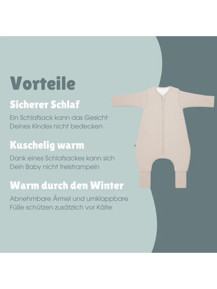 Schlafsack mit Umschlag-Fuß und Ärmel 3.5 TOG - Essential Beige