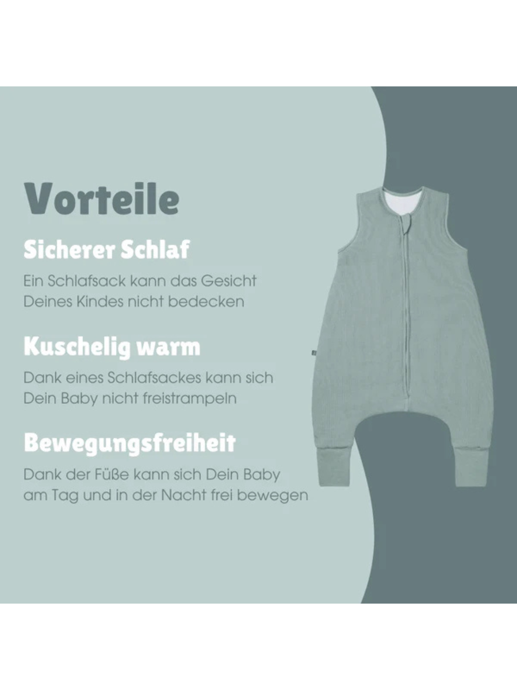 Schlafsack mit Umschlag-Fuß 2.5 TOG - Essential Mint