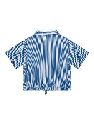 Gestreifte Bluse mit Knoten-Detail - Blau/Weiß
