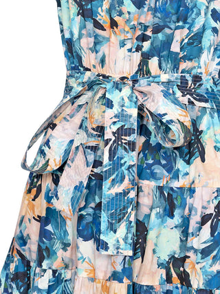 Kleid mit Puffärmeln in tropischem Print