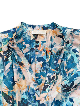 Kleid mit Puffärmeln in tropischem Print
