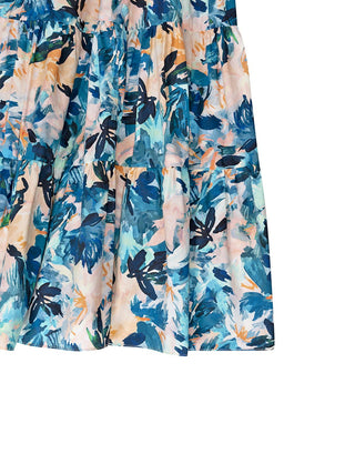 Kleid mit Puffärmeln in tropischem Print