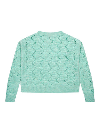 Kaschmirpullover Lisa mit Ajour-Muster - Aqua