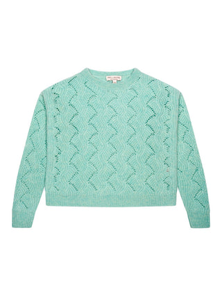 Kaschmirpullover Lisa mit Ajour-Muster - Aqua