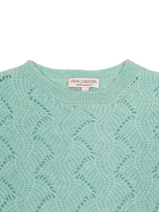 Kaschmirpullover Lisa mit Ajour-Muster - Aqua