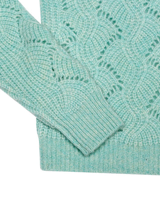 Kaschmirpullover Lisa mit Ajour-Muster - Aqua
