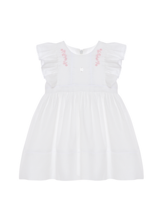 Kleid mit pinker Blumen-Stickerei