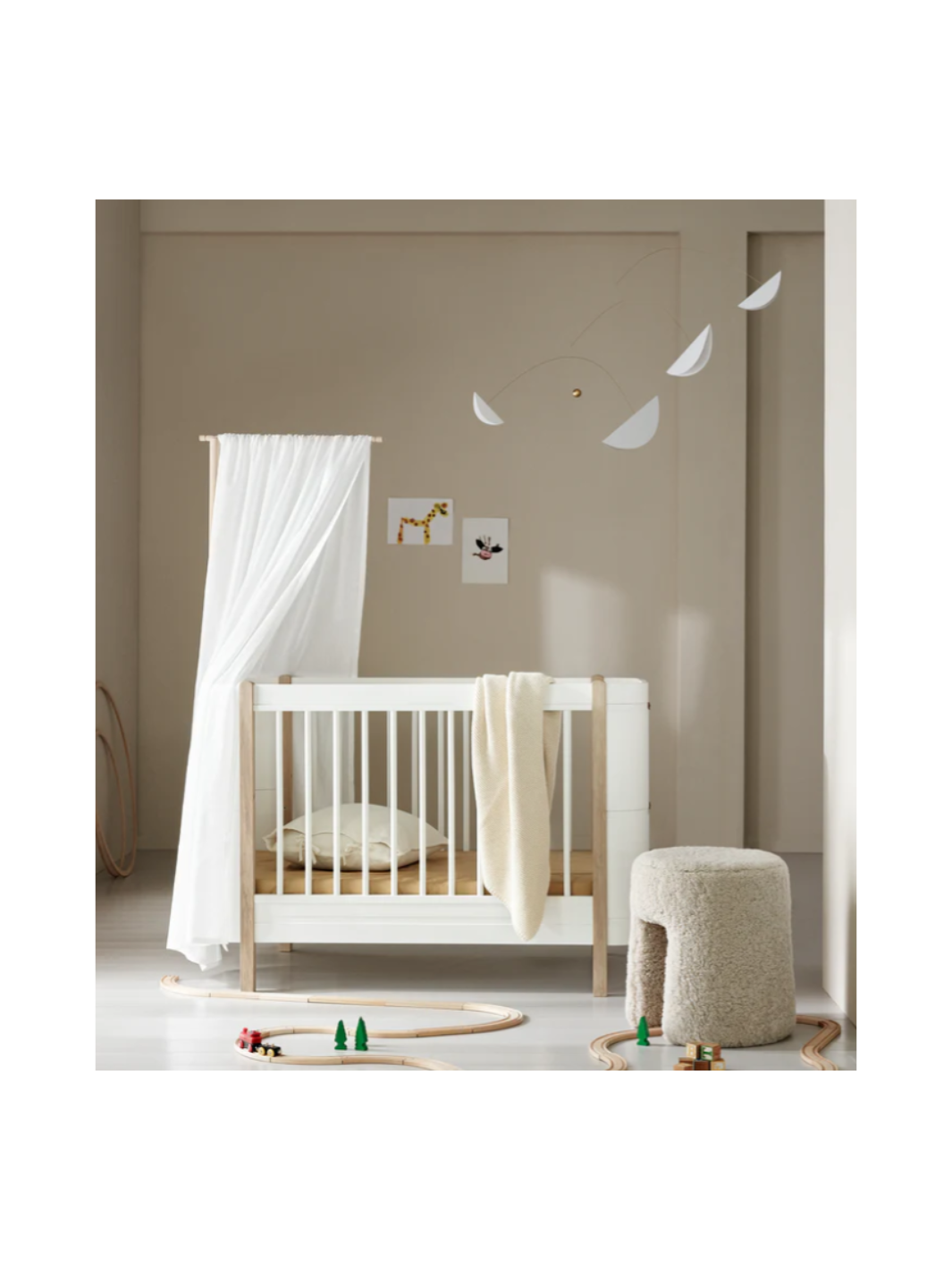 Wood Mini+ Babybett inkl. Umbauset Juniorbett - Weiß Eiche