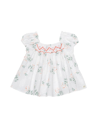 Bluse aus Plumetis Stoff - Weiß