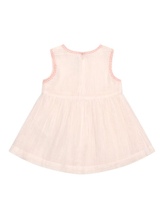 Kleid mit Blumen-Stickerei - Rosa