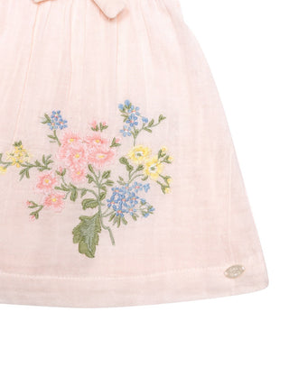 Kleid mit Blumen-Stickerei - Rosa