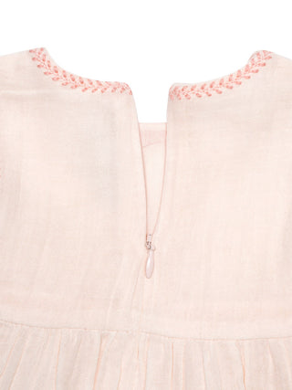 Kleid mit Blumen-Stickerei - Rosa