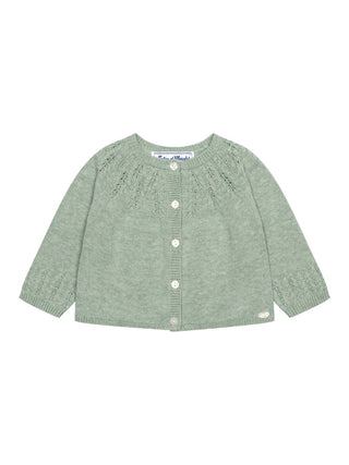 Strickcardigan mit Muschelsaum - Salbei Grün