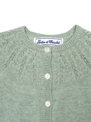 Strickcardigan mit Muschelsaum - Salbei Grün