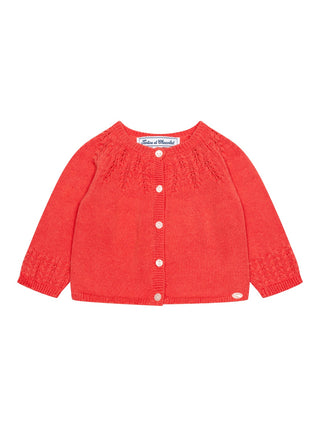 Strickcardigan mit Muschelsaum - Rot