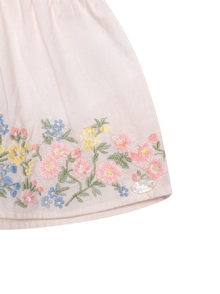 Kurzes Ensemble mit gestickten Blumen - Hellrosa