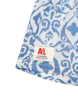 Pyjama Set - Top & Shorts - Weiß/Blau