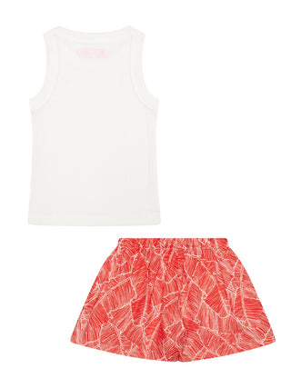 Pyjama Set - Top & Shorts - Weiß/Rot