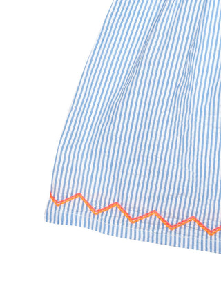 Chui Trägerkleid Cera Seersucker - Blau/Weiß
