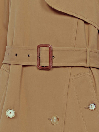 Doppelreihiger Trenchcoat mit Lederbesatz