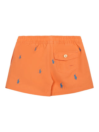 Badeshorts mit Big Pony Stickereien - Orange