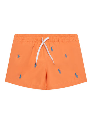 Badeshorts mit Big Pony Stickereien - Orange