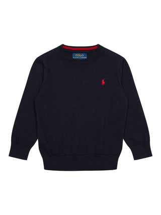 Feinstrickpullover mit Logo - RL Navy