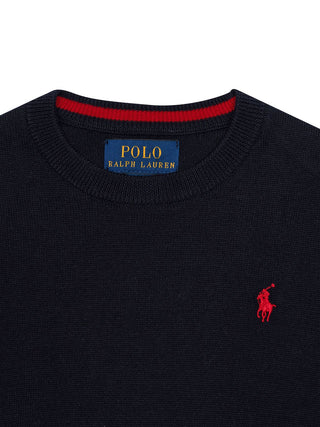 Feinstrickpullover mit Logo - RL Navy