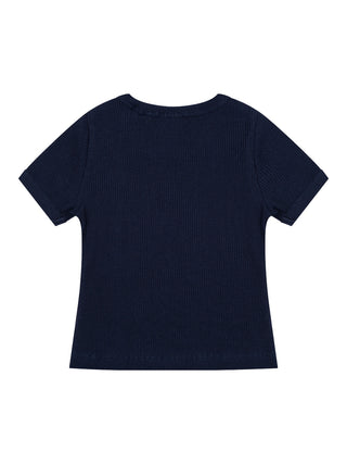 Slim-Fit-T-Shirt aus Baby-Ripp - Navy