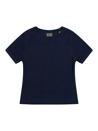 Slim-Fit-T-Shirt aus Baby-Ripp - Navy