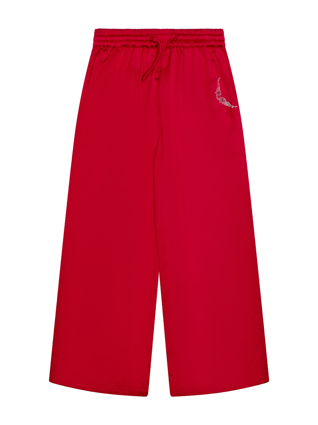 Satinhose mit Strasslogo - Pink