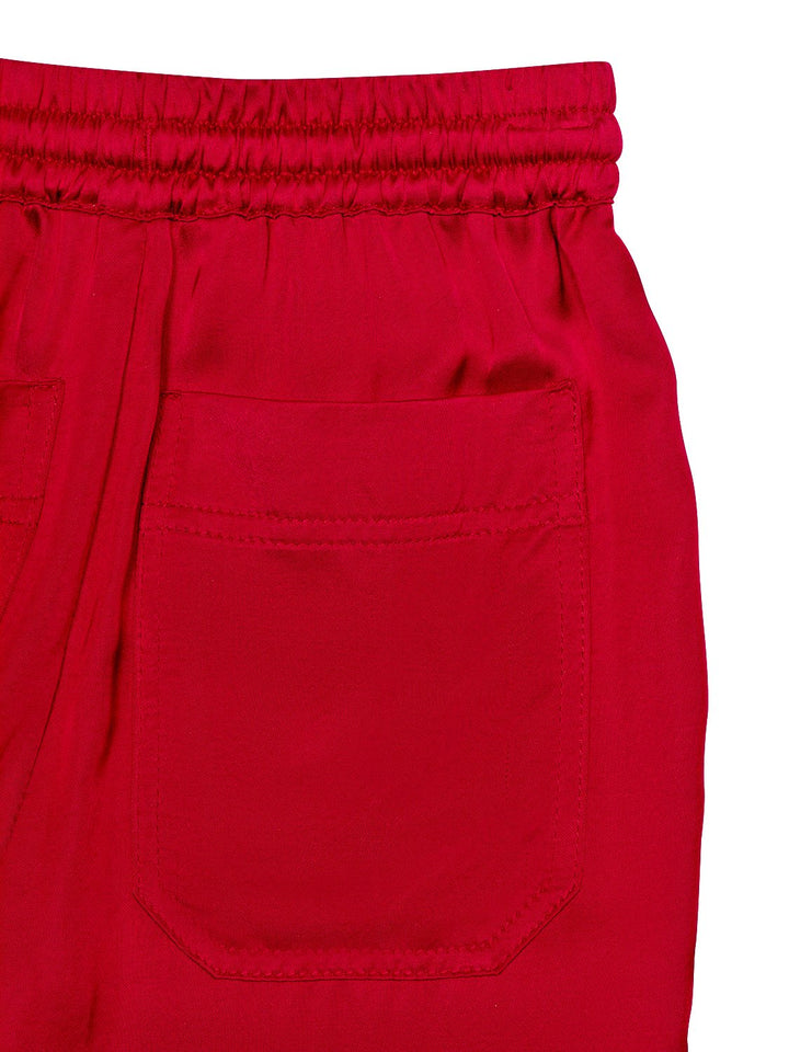 Satinhose mit Strasslogo - Pink