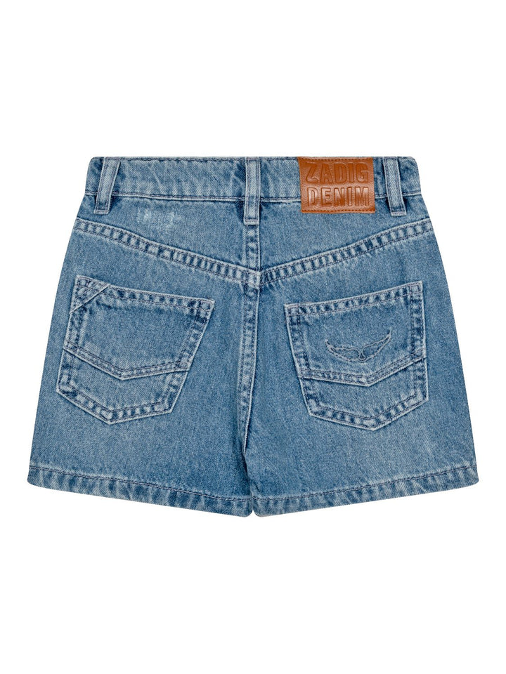 Jeanshorts mit Fransen-Details - Blau