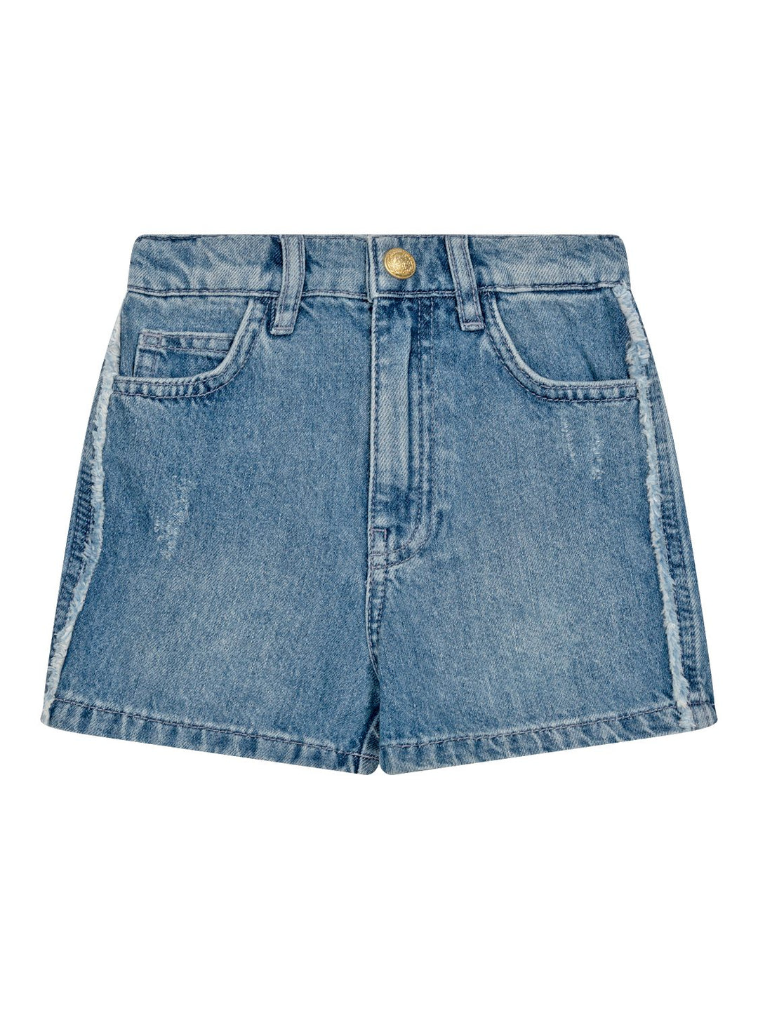 Jeanshorts mit Fransen-Details - Blau