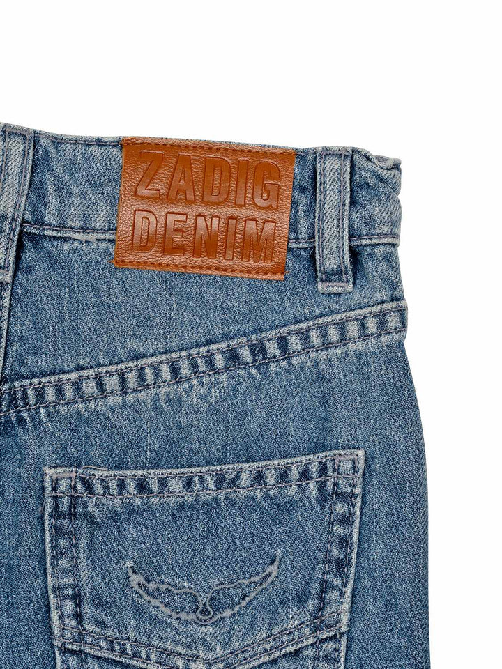 Jeanshorts mit Fransen-Details - Blau