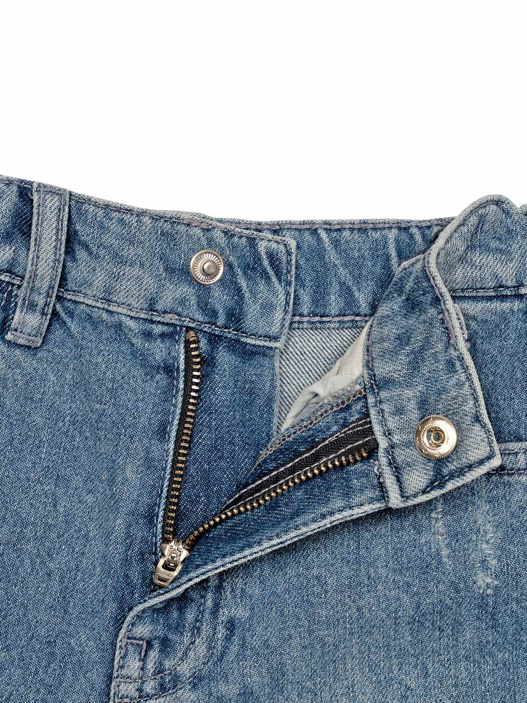 Jeanshorts mit Fransen-Details - Blau